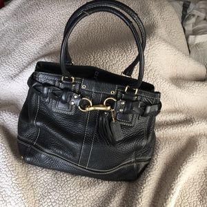 Black leather Coach handbag
